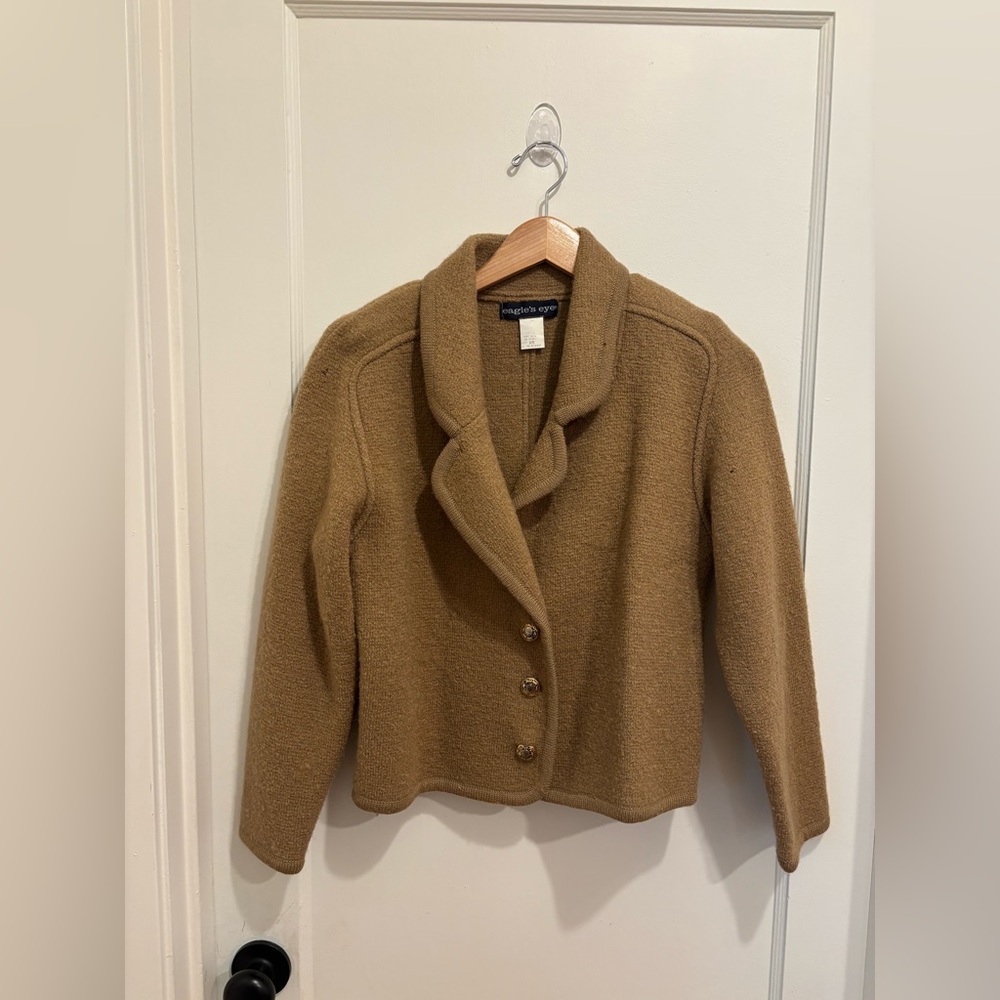 Vintage Eagle Eye Women's Tan Blazer Wool Dogs size XS